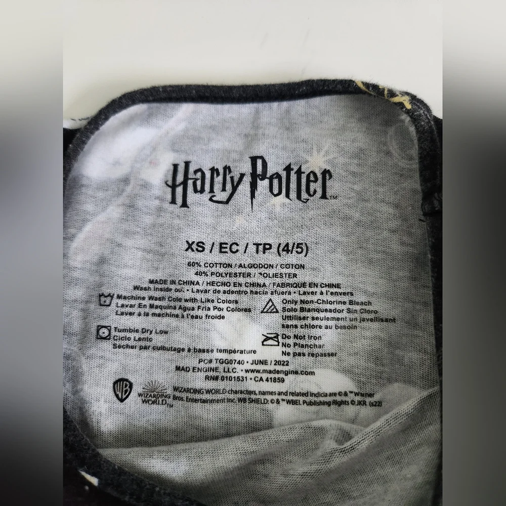 Harry Potter Hedwig Owl Letters Dress Black Halloween Short‎ Sleeve Girls XS 4/5